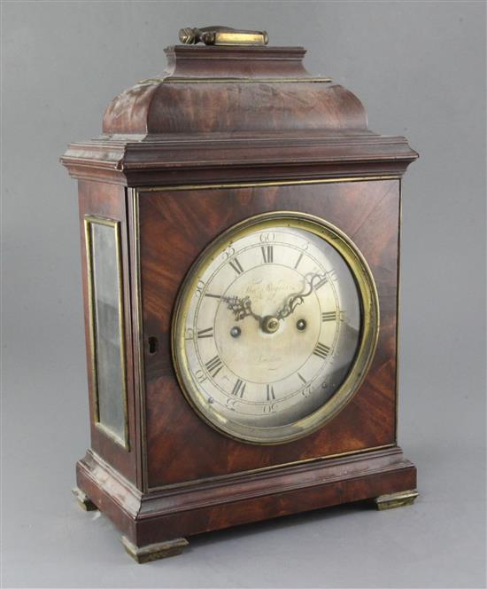 A late 18th century mahogany table clock, Thomas Rogers, London, height 17.75in.